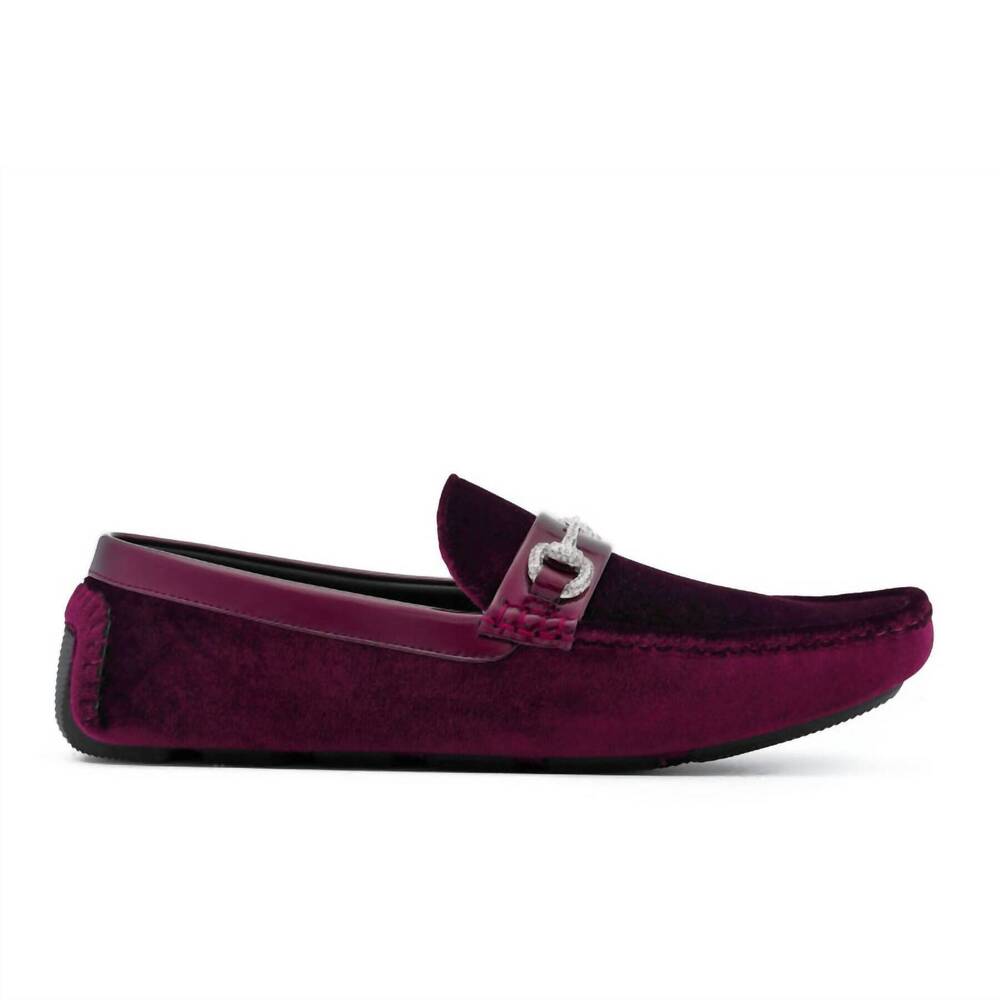 NEW AMALI men's bling driving shoe in burgundy